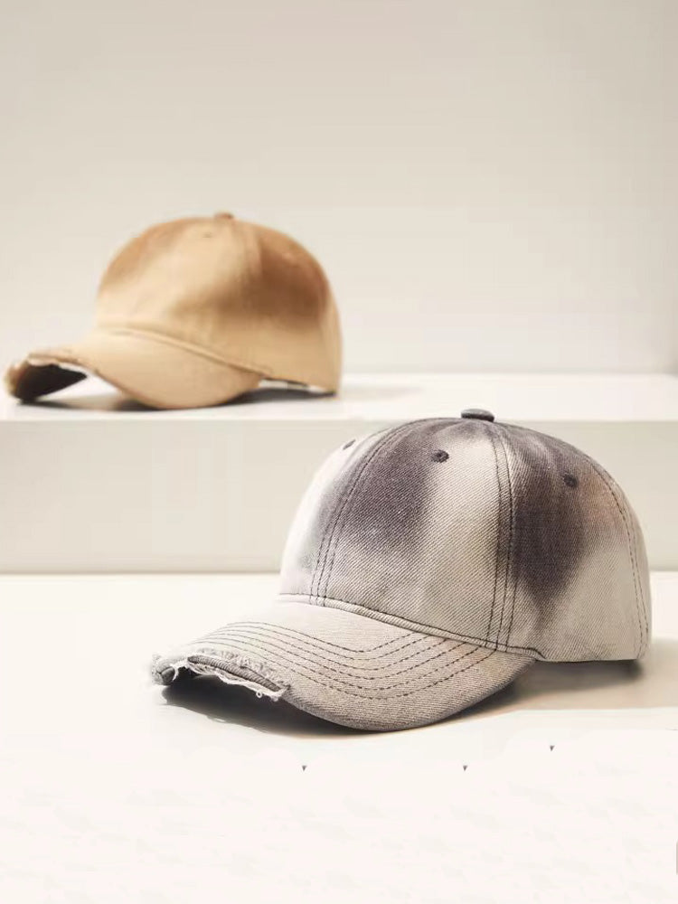 Distressed Gradient Cotton Denim Cap