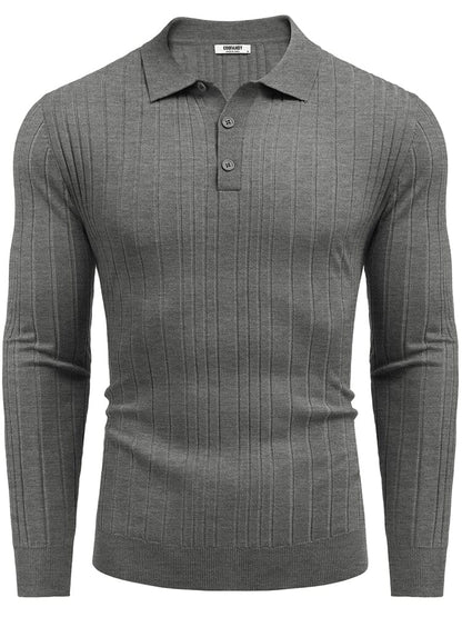 Versatile Ribbed Knit Polo Shirts (US Only)