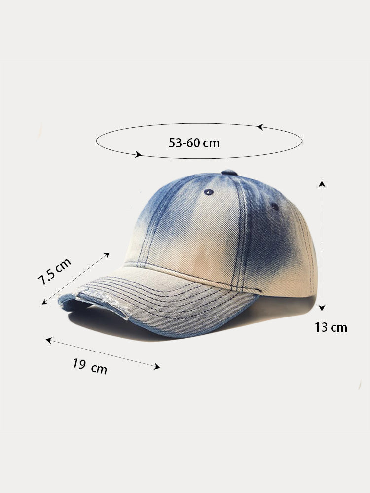 Distressed Gradient Cotton Denim Cap