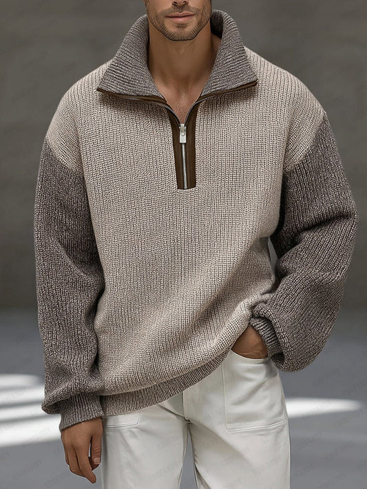 Unique Contrast Color Pullover Sweater