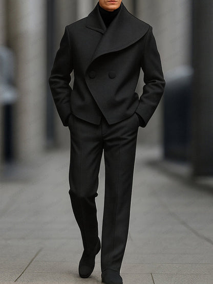 Stylish Asymmetry Design Blazer Pants Set