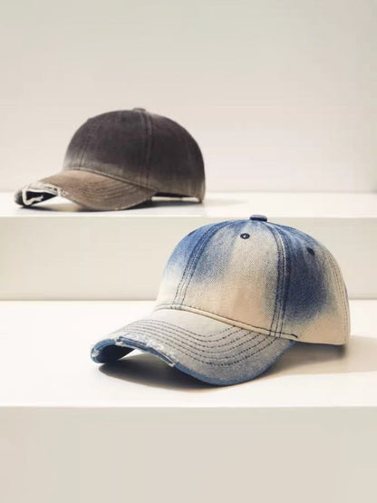 Distressed Gradient Cotton Denim Cap