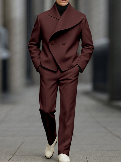 Stylish Asymmetry Design Blazer Pants Set