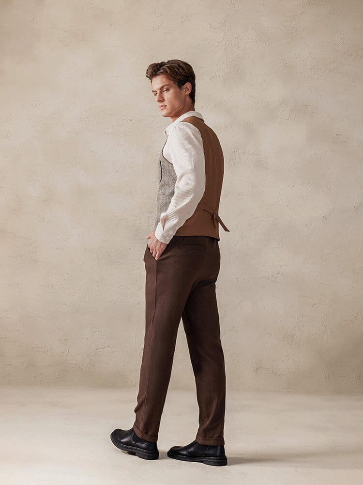 Plaid Splicing Tweed Vest