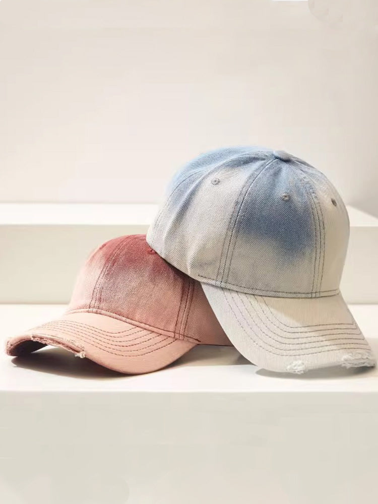 Distressed Gradient Cotton Denim Cap