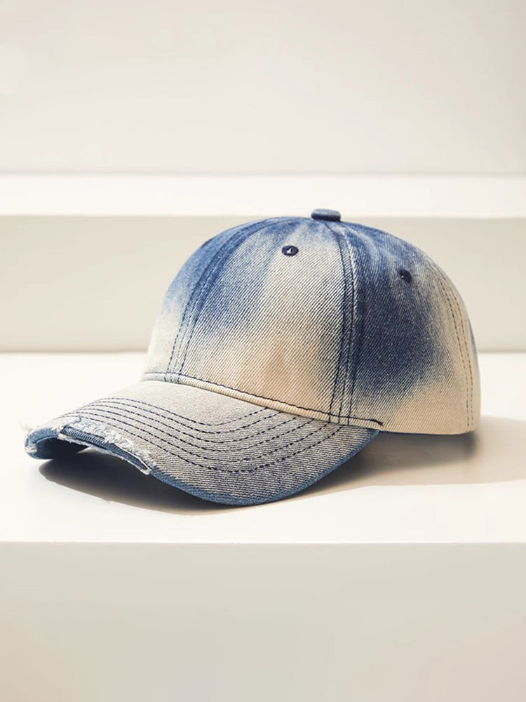 Distressed Gradient Cotton Denim Cap