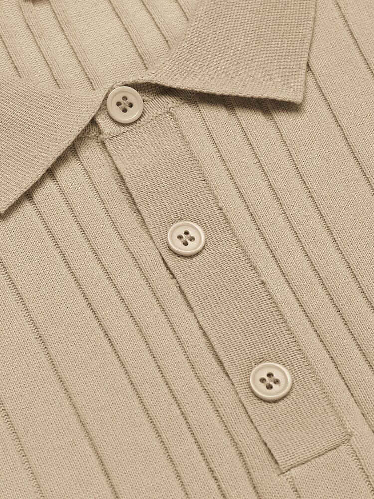Versatile Ribbed Knit Polo Shirts (US Only)
