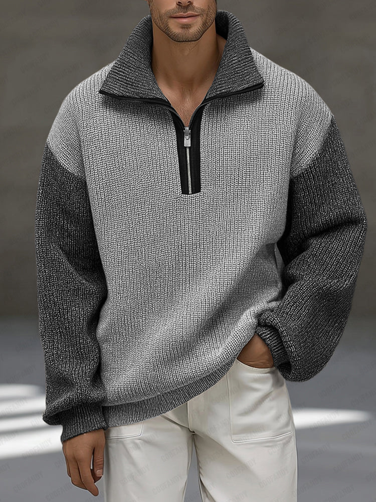 Unique Contrast Color Pullover Sweater