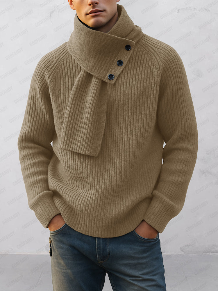 Minimalist Crew Neck Sweater and Scarf Set