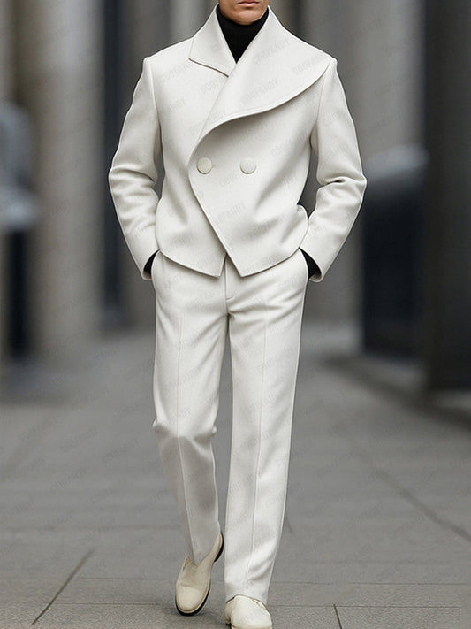 Stylish Asymmetry Design Blazer Pants Set