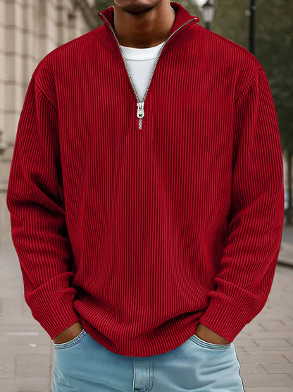 Casual Stand Collar Corduroy Sweatshirt