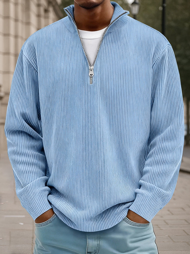 Casual Stand Collar Corduroy Sweatshirt