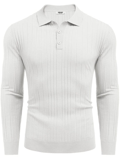 Versatile Ribbed Knit Polo Shirts (US Only)